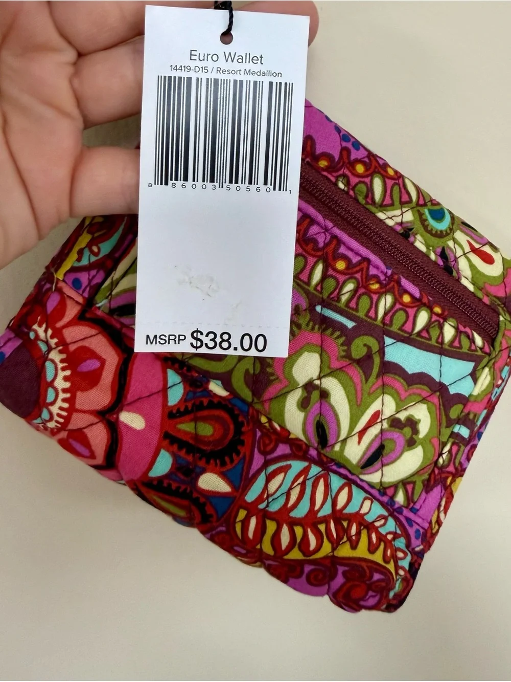 Vera Bradley NWT $38 Euro Wallet Resort Medallion Paisley Quilted Card Holder